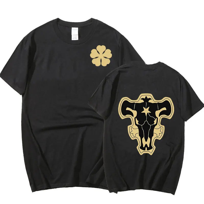 Camiseta - Black Clover Touros Negros com o Trevo de 5 Petalas - Emina Shop Online