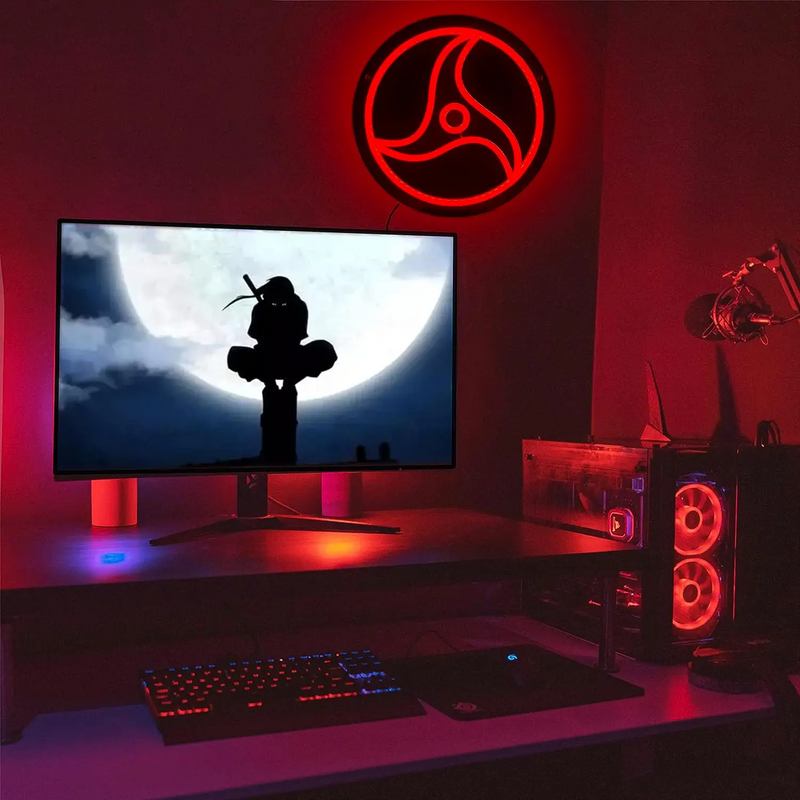 Placa Iluminaria Neon - Mangekyou Sharingan Uchiha Itachi - Emina Shop Online