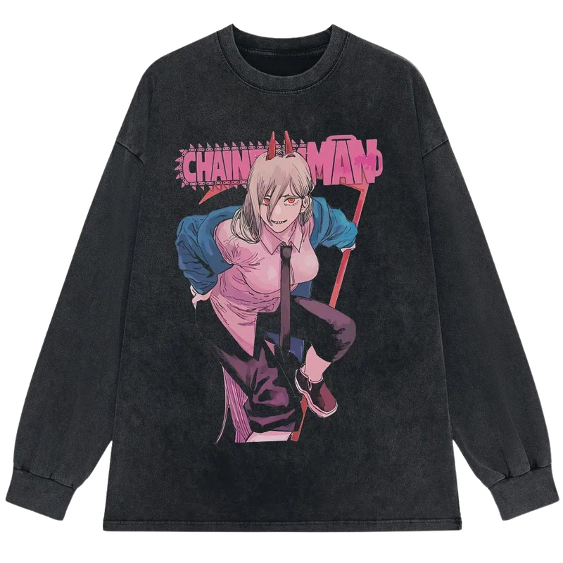 Camiseta - Power Chainsaw Man - Acompanhado com Corrente - Emina Shop Online