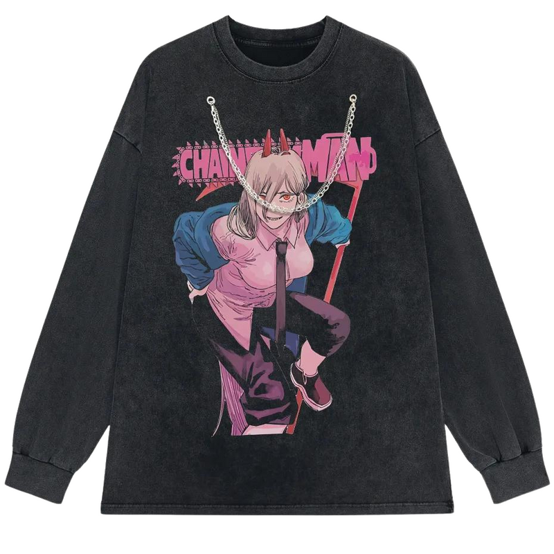 Camiseta - Power Chainsaw Man - Acompanhado com Corrente - Emina Shop Online