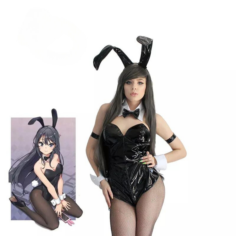 Cosplay Rascal Does Not Dream of Bunny Girl Senpai - Sakurajima Mai Fantasia de Coelhinho Sexy - Emina Shop Online