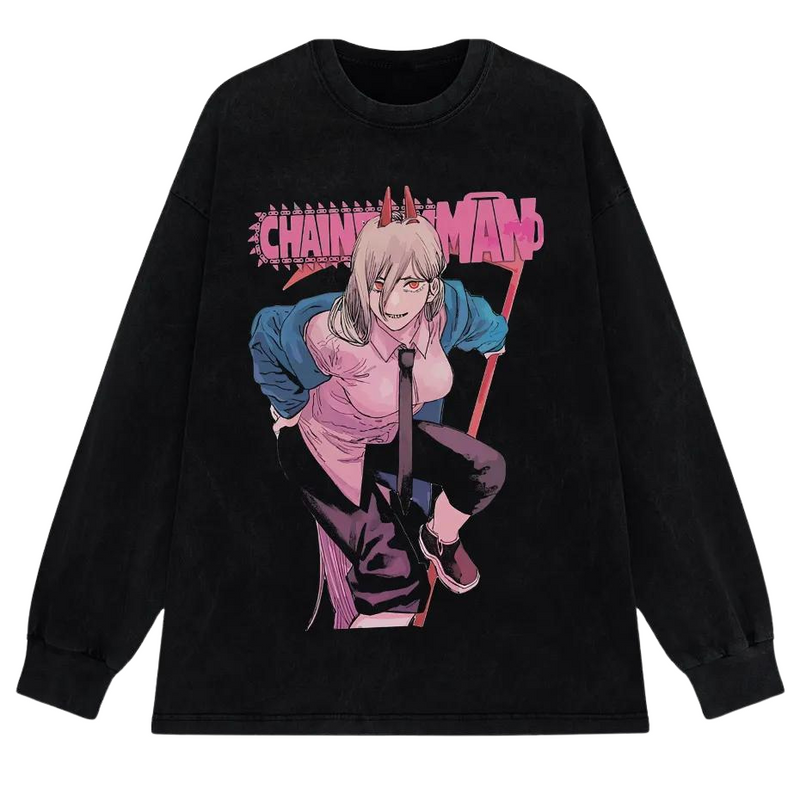 Camiseta - Power Chainsaw Man - Acompanhado com Corrente - Emina Shop Online